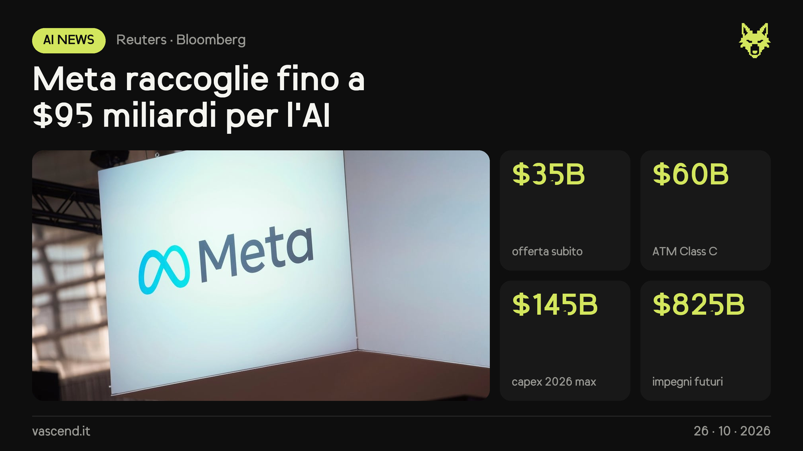 Meta cerca fino a $95 miliardi per l'AI