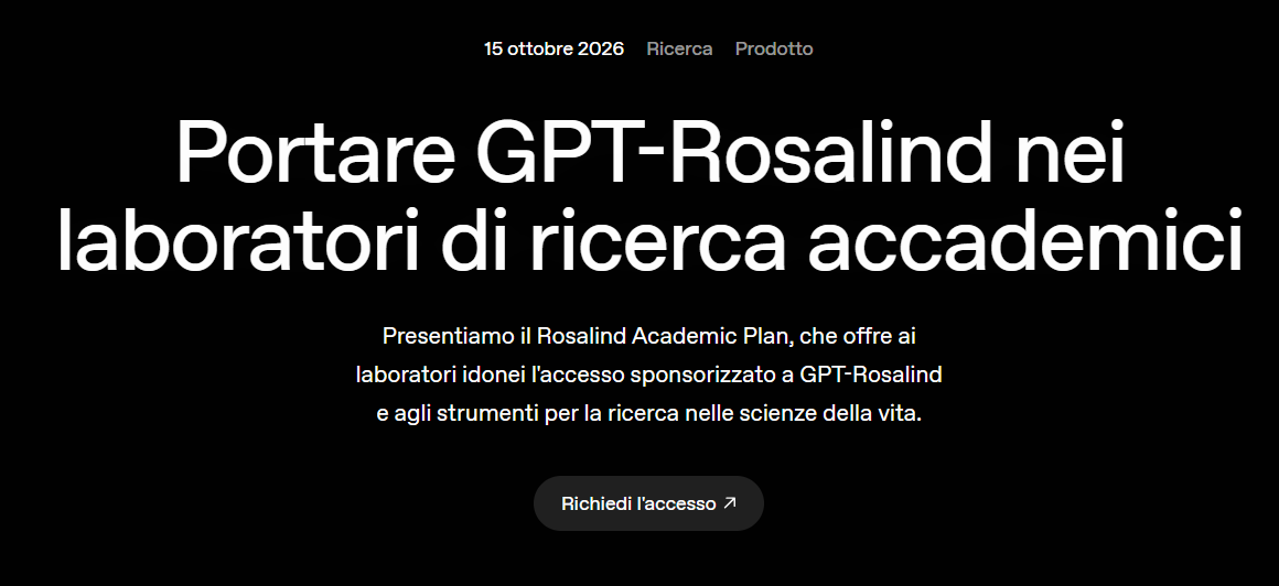Rosalind Academic Plan: GPT-Rosalind free per lab USA